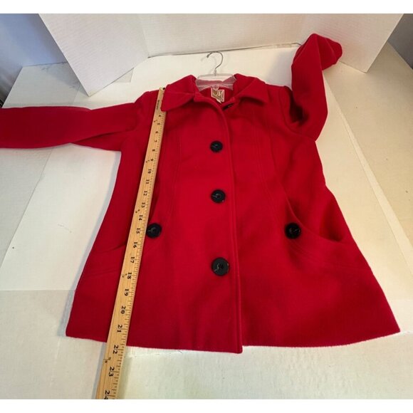 JM Collection Petite Red Button-Up Coat Pockets & Collared Neckline Women's P/P - Picture 7 of 8